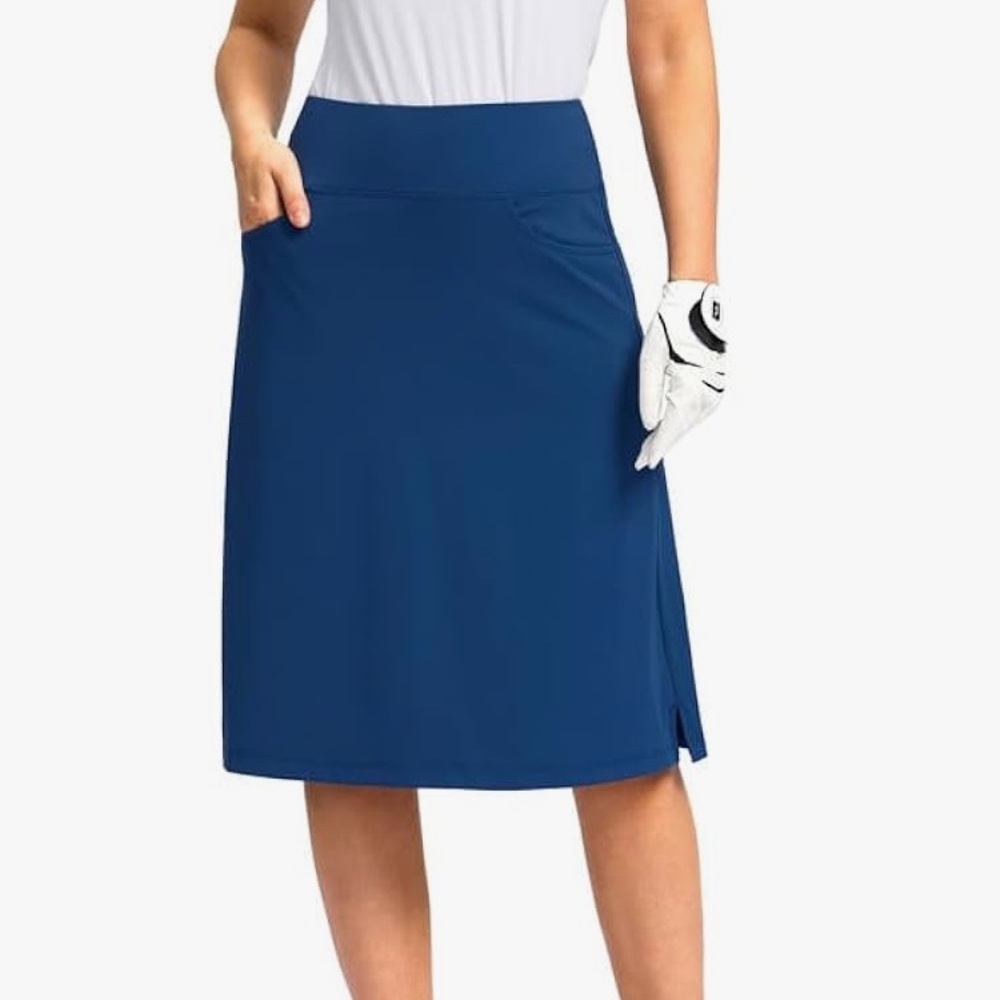Knee-Length Blue A-Line Skirt with shorts